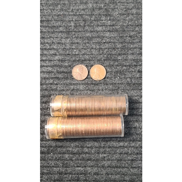 (2) Error Wheat Pennies 1934 & 194 (2) Rolls Of Uncounted & Unsearched 1957-D & 1958-D Wheat Pennies