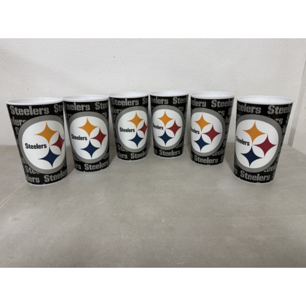 6 Brand New Pittsburgh Steelers Plastic Stadium Cups - Large Heavy Duty Cups
