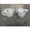 Image 2 : Vintage Pair Of Fenton White Milk Glass Hobnail Creamer & Sugar Servers