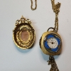 Image 4 : Gold-Tone Cameo Jewelry: Large Pin Brooch & Lucerne Swiss-Made Pendant Watch 