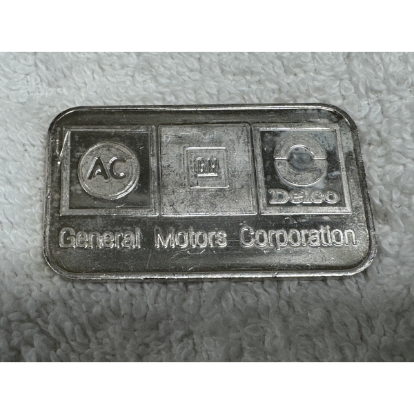 Rare Vintage General Motors GM One Troy Ounce .999 Fine Silver Bar - Mint Condition