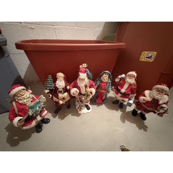 *Pick Up At Mantua Home-No Shipping Available*  Orange Tote of Christmas Decor - Reindeer - Santa 