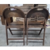 Image 3 : Matching Pair Of Solid Wood 14.5''x33'' Dark Finish Retro Folding Chairs 