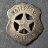 Image 1 : VINTAGE RAILROAD POLICE BADGE - INSCRIPTION  " U.P. RR " -  SEE PICS