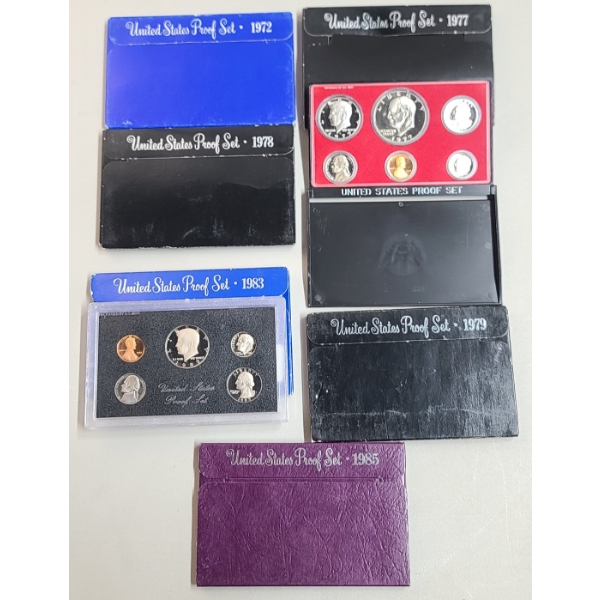 1972, 1977, 1978, 1979, 1983, 1985 United States Proof Coin Sets