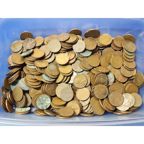 Large Lot of Assorted United States Wheat Pennies: Approximately ~2.5lbs ~$4.50 Face Value