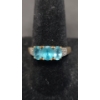 Image 1 : 10K Gold Ring With Apatite And Diamonds  - Size 7 - Weight: 2.4g