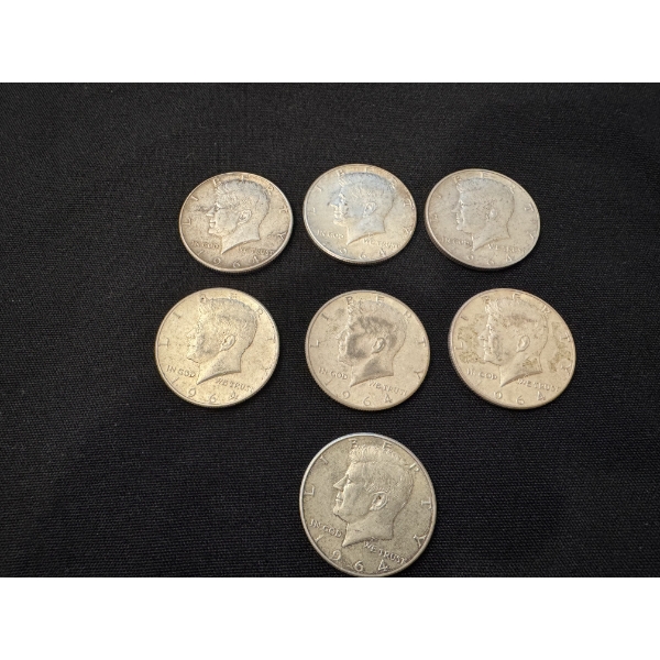 7 - United States Kennedy 90% Silver Half Dollars - $3.50 Face Value