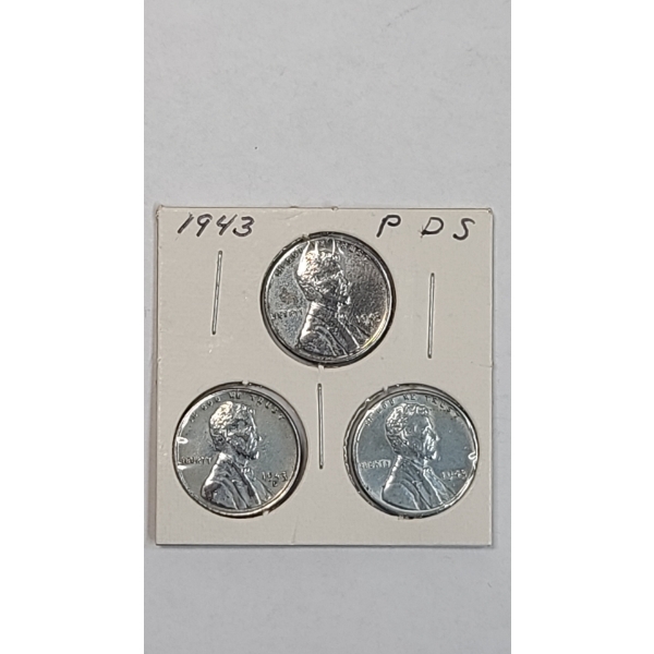 Mint Marks P, D, S 1943 Steel Pennies -Face Value: $0.03