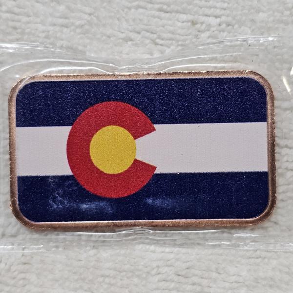 1oz Colorized Colorado Flag .999 Fine Copper Bar