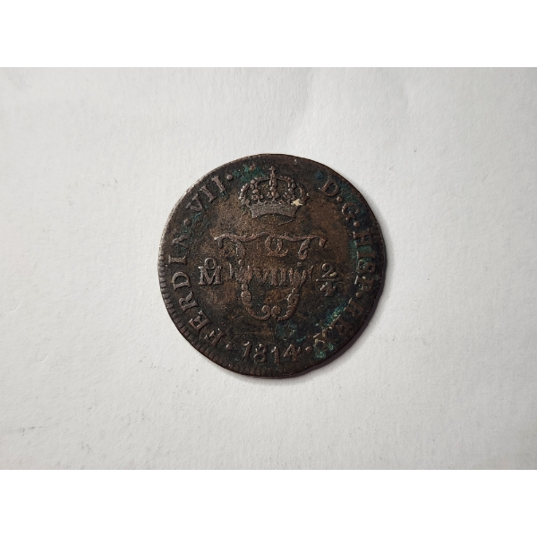 Incredible 1814 Mexico Spanish Colony 2/4 Senal Coin ~ OVER 200 YEAR OLD COIN!