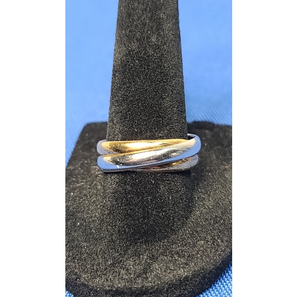 14K Gold Two-Tone Crossover Ring - Size 8 - Weight: 2.6g
