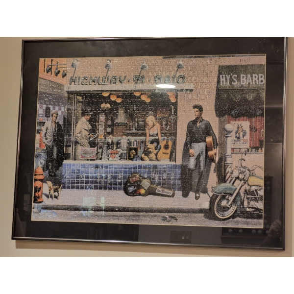 Large 31 x 23 Framed Puzzle Showuing Elvis Presley - See PIcs