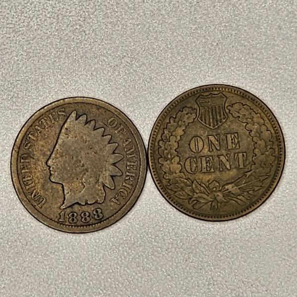 United States 1888 and 1890 Indian Head Cents FV $.02