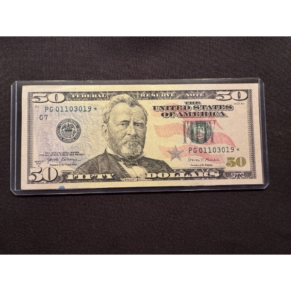 Series 2017 United States $50 Grant STAR NOTE In Protective Holder - Mint Condition