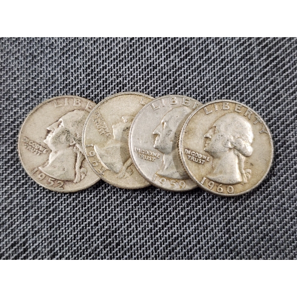 $1.00 Face Value in Assorted 90% Silver Washington Quarters