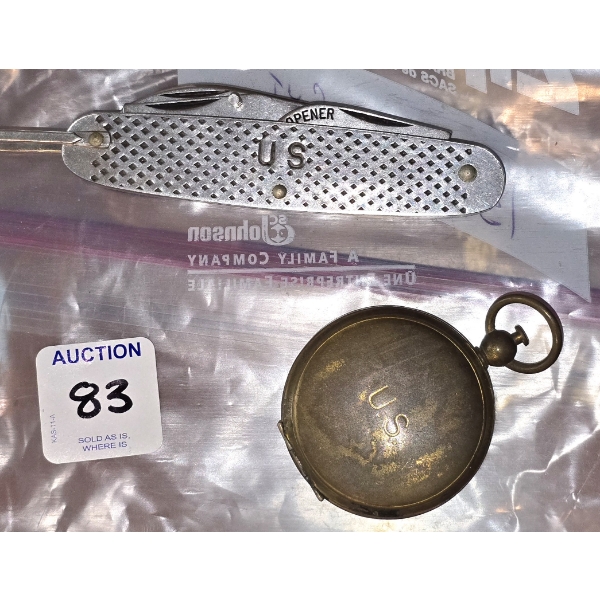 Military Compass and Pocket Knife
