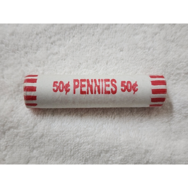 Unsearched Roll  of Assorted Pre 80's Copper Lincoln Pennies ~ Face Value $0.50