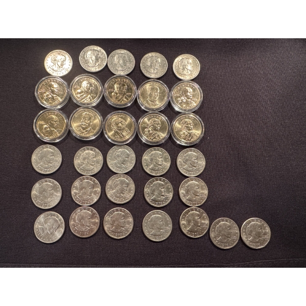 $32.00 United States One Dollar Coins - Susan B. Anthony & Other $1.00 Coins - Mint Condition