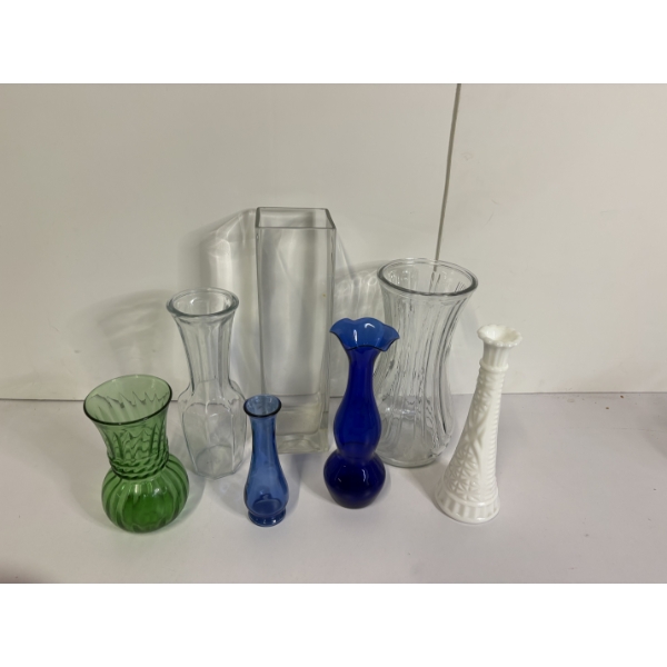 Tons of Glass Vases - Various Sizes and Colors - Biggest is 12 inches - Smallest is 6 inches