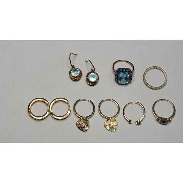 Collection Of Assorted Gold-Tone STERLING Silver Earring Sets/Rings- Total Weight: 26.0g