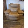 Image 2 : Flexsteel Power Recliner Soft Brown Leather With Accent Pillows