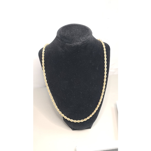 14K Yellow Gold Heavy 25" Twisted Rope Necklace - Weight: 47.8g