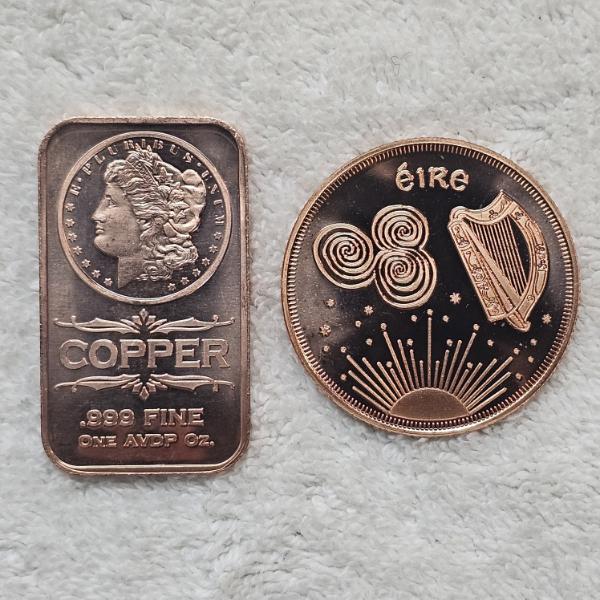 Two Assorted One Ounce .999 Fine Copper Art Bullion Pieces