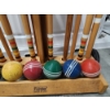 Image 5 : Vintage Forster Wooden Croquet Set on Rolling Cart