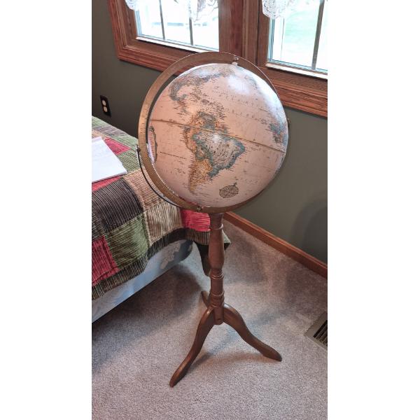 Louisville Home Pickup - Vintage "REPOGLE" 36" Tall -  12" GLOBE ON 3 LEG WOOD FLOOR MOUNT - PERFECT
