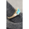Image 3 : 10K Gold Ring With Apatite And Diamonds  - Size 7 - Weight: 2.4g