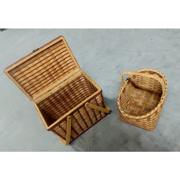 2 Pc Lidded Picnic Baskets - See Pics 14"x11" & 13"x12"