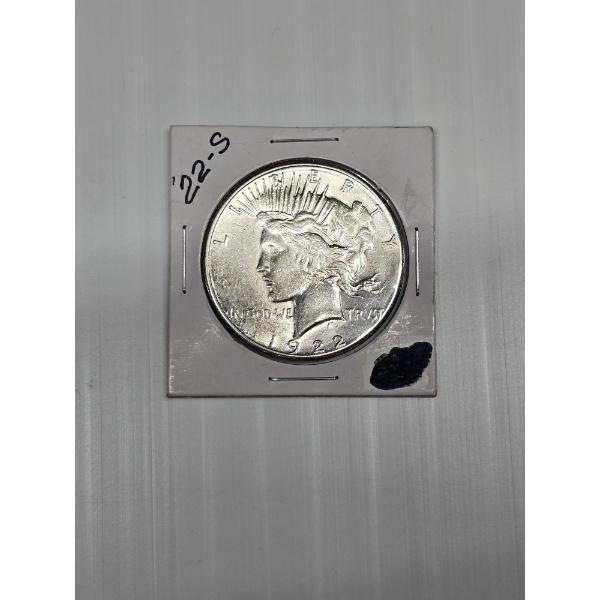 1922 - S United States Silver Peace Dollar - Excellent Condition