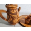 Image 4 : Wood-Carved Tea Set - Teapot, 6 Cups, Serving Tray