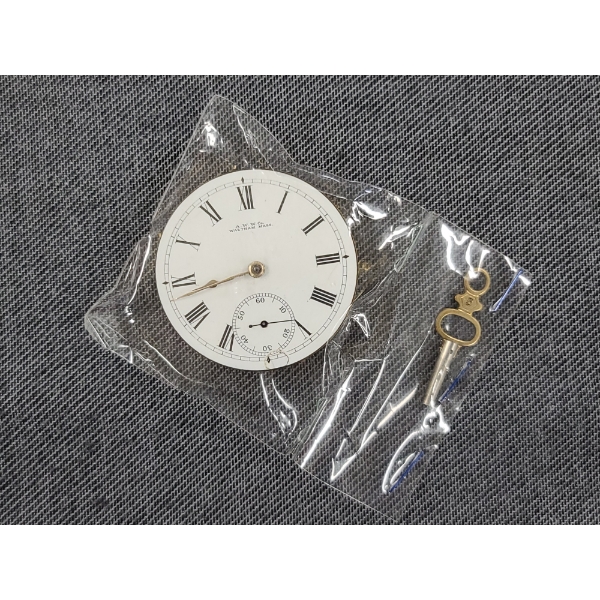 A.W.W. Co. Waltham Pocket Watch Inner Mechanisms - Key Included - No Case 