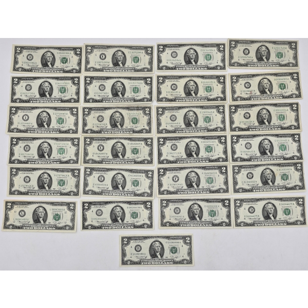 $50 Face Value in $2 Green Seal Bills