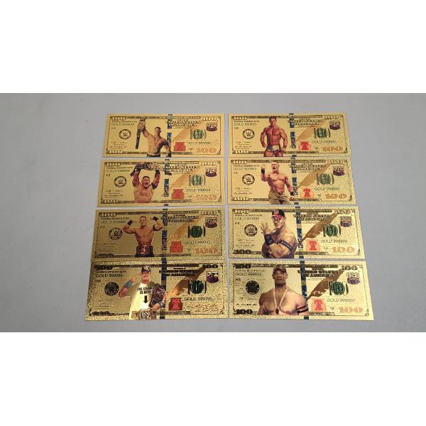 (8) John Cena 24K Gold Foil Banknotes Set w/ COA