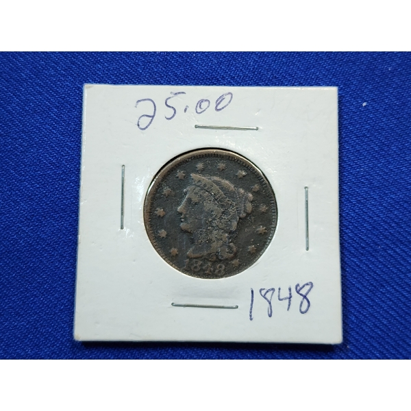 United States 1848 Braided Hair Large Cent 