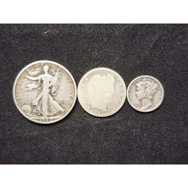 Three Assorted United States Silver Coins - Face Value $0.85 in 90% Silver Coins 