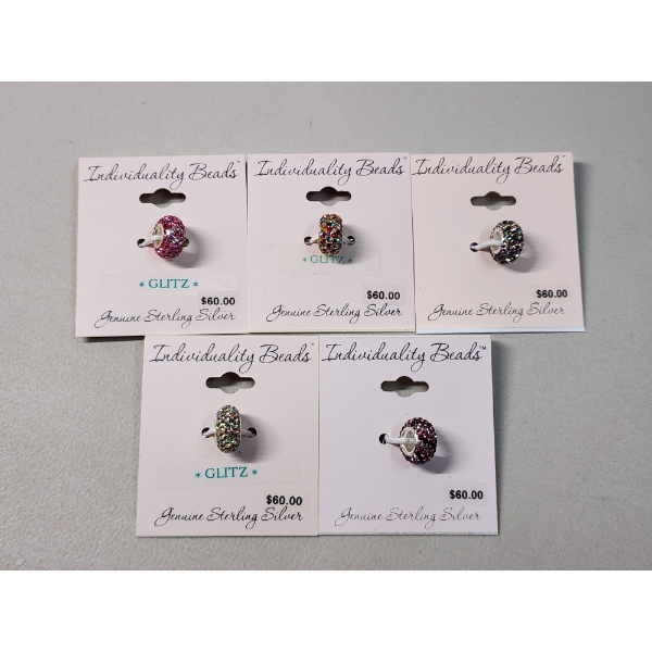 x5 Individuality Beads Sterling Silver Bracelet Charms Total Weight 7.5g