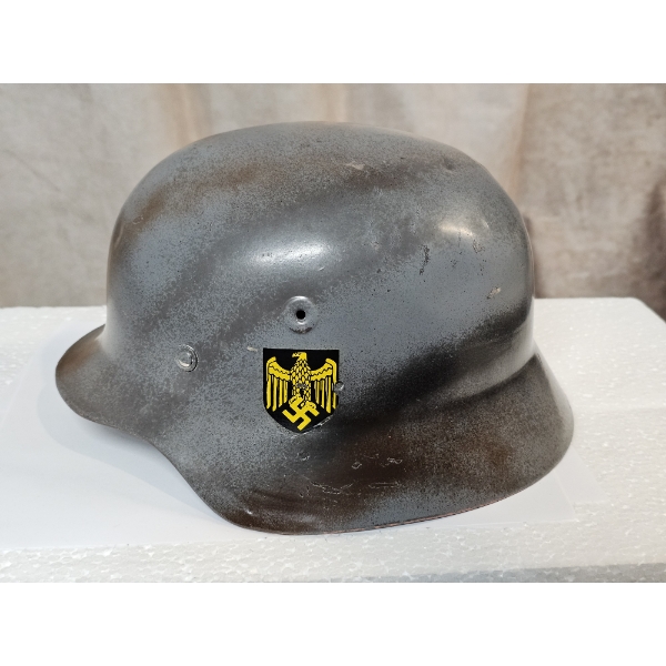 German World War II M42 Single-Decal Combat Helmet (11 x 6 1/2 Inches)