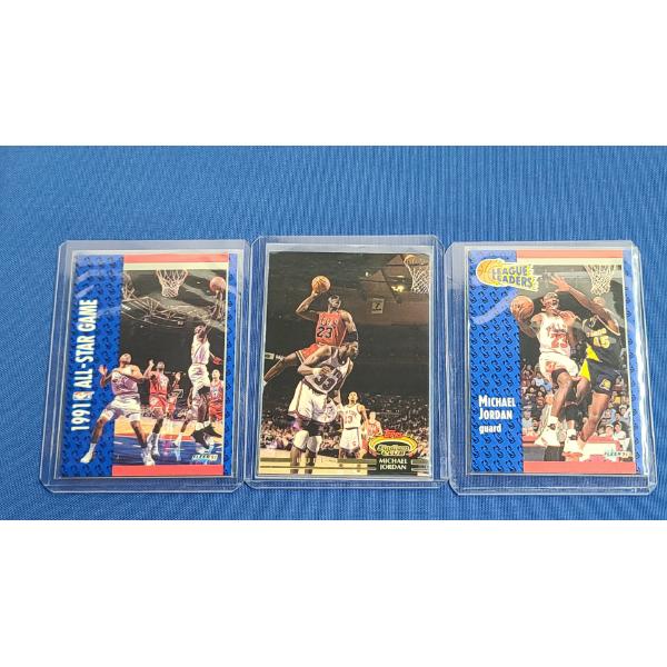 (3) 1990's Michael Jordan Fleer & Topps Basketball Cards With Sleeves