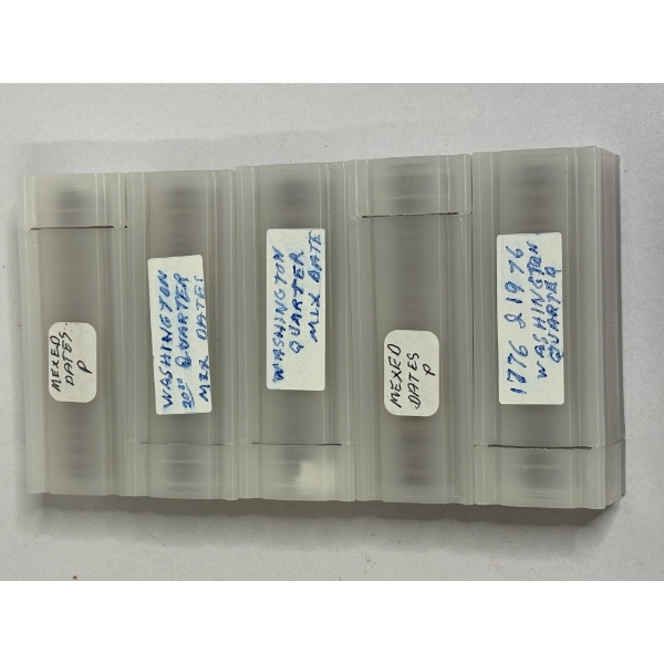 Set of 5 Coin Storage Sleeves Containing Assorted Year Washington Quarters, FV $49