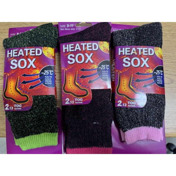 3 Pairs Of Women's Size 9-11 Thermal Heated Sox Socks - Brand New In The Package -Colors May Vary