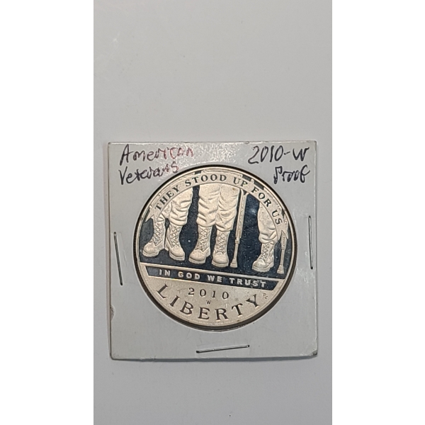 2010-W United States Mint American Veterans Disabled for Life Commemorative 90% Silver Proof Dollar
