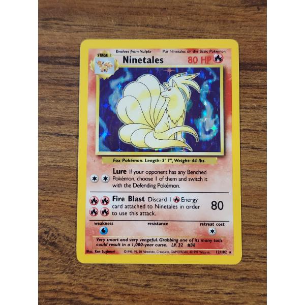 Ninetales 12/102 Holo Rare Base Set Vintage Pokemon Trading Card ~ NM/LP Condition!
