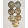 Image 1 : (7) Assorted Years 40% Silver Kennedy Half Dollars FV: $3.50