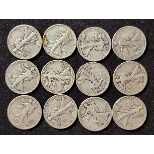 $6 Face Value in Assorted Walking Liberty 90% Silver Half Dollars - Various Dates & Conditions!