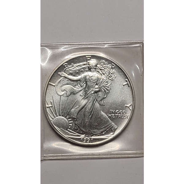 1991 1 Troy oz .999 Pure Silver American Silver Eagle Coin