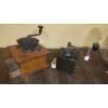Image 3 : Antique Coffee Grinder Set - 2 Pcs As Shown - Wood & Iron  with Drawers - See Pics